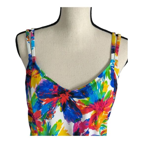 Swim Solutions Women's Triple Tier Printed Tankini Top Swimwear Multi Size 16 - Picture 5 of 14